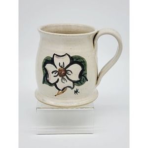 Vintage Handmade Studio Art Pottery Dogwood Mug, Sunset Pottery, Signed MK 98